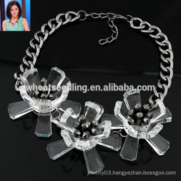 Crystal Miss Millionaire flower alloy short handmade flower necklace